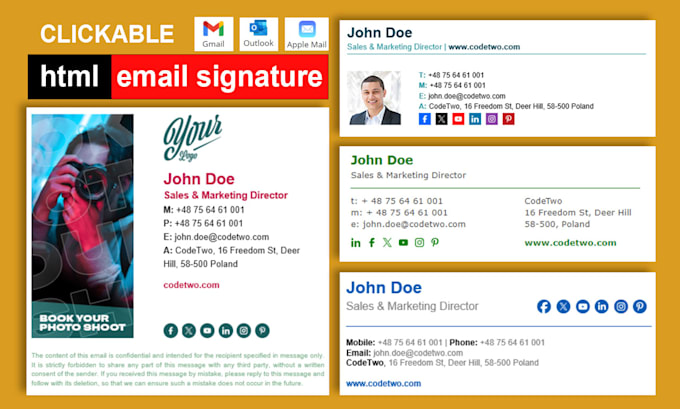 I will create a custom professional clickable html email signature